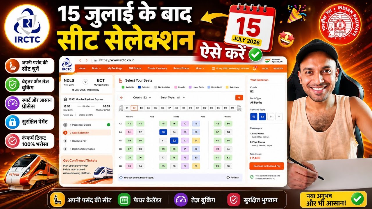 How to Select Seats in New IRCTC Website (Step-by-Step Guide 2026) 15-July-2026 BIG UPDATE 2026