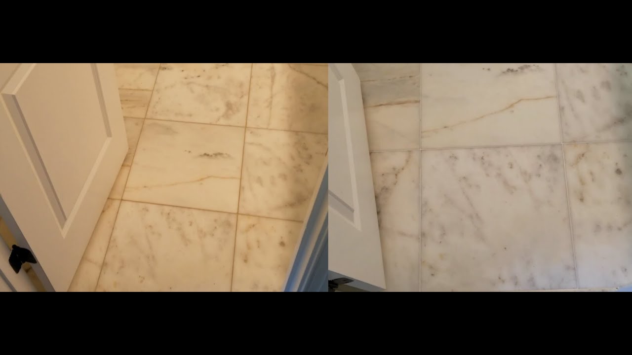 Marble Floor, regrouting, cleaning, and polishing. AMAZING TRANSFORMATION!