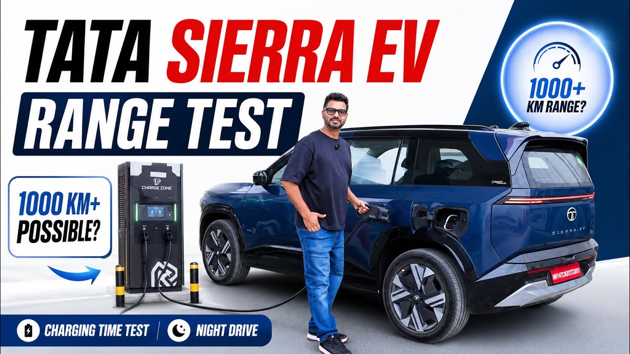 Tata Sierra EV Range Test - 1000 KM Range In Just 80 Min Charge 🤩