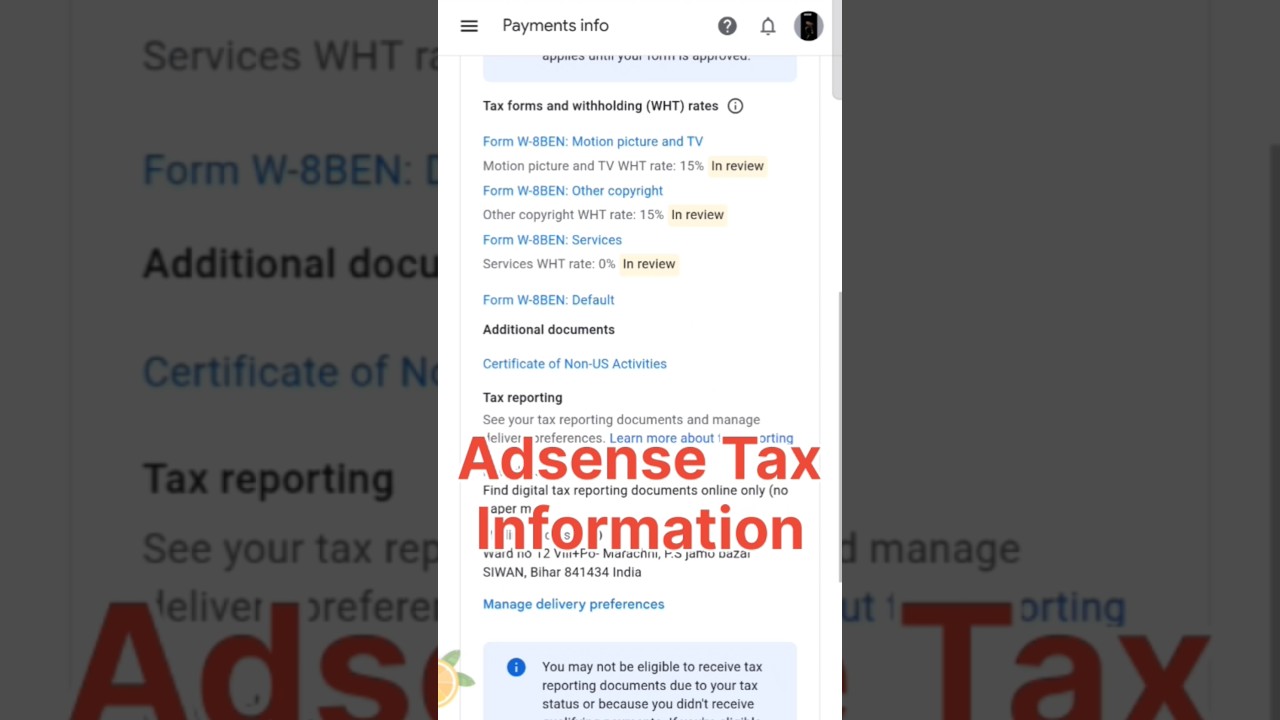 Adsense Tax Information #adsense_letter #adsense #adsen_tax_information #dollar #youtubefeed review