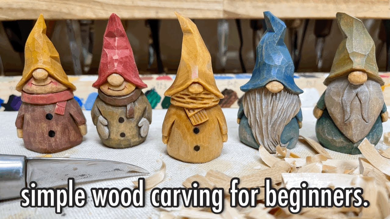 [우드카빙]목각인형 조각하기-눈사람과땅요정Simple woodcarving-cave a Little snowman and gnome