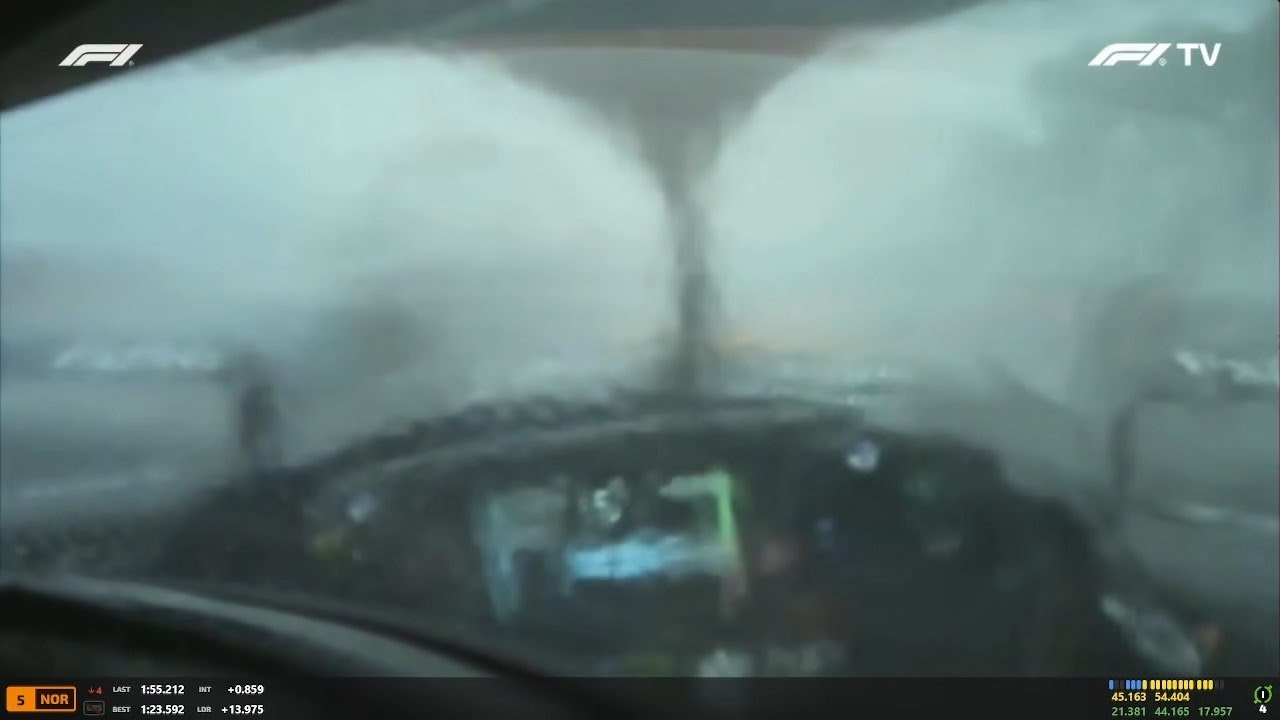 2024 Brazilian GP Lando Norris Visor-Cam Bad Visibility in the rain