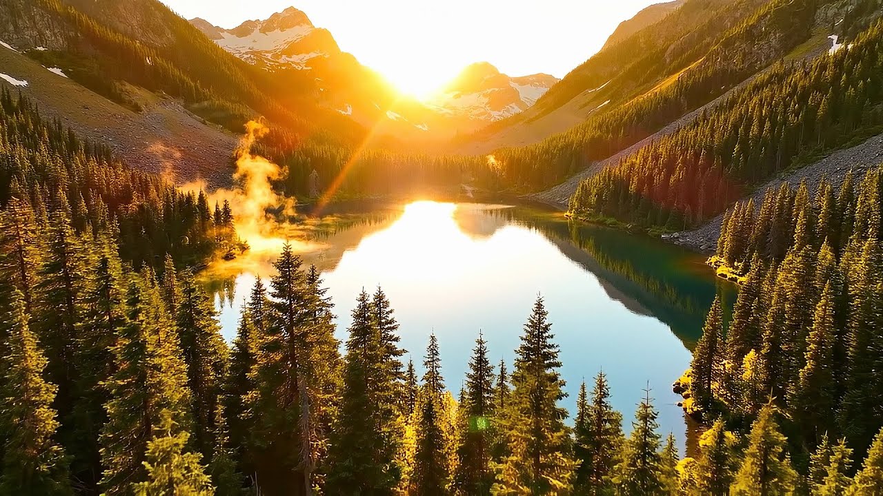 Valley of Light | Mountain Lake Sunrise — 1 Hour Relaxing Nature Ambience