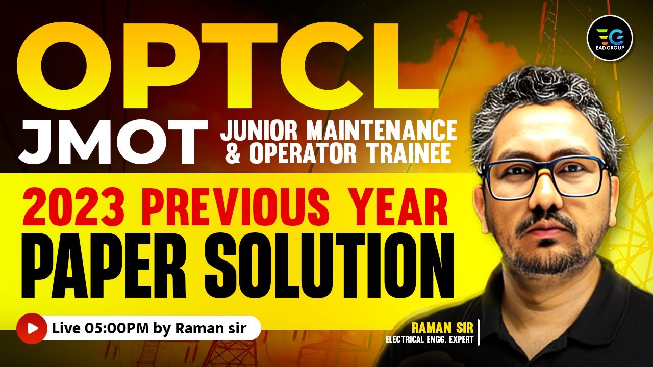 OPTCL JMOT | Junior Maintenance & Operator Trainee | 2023 Previous Year Paper Solution by Raman sir