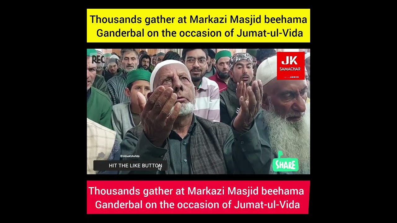Thousands gather at Markazi Masjid beehama Ganderbal on the occasion of Jumat-ul-Vida