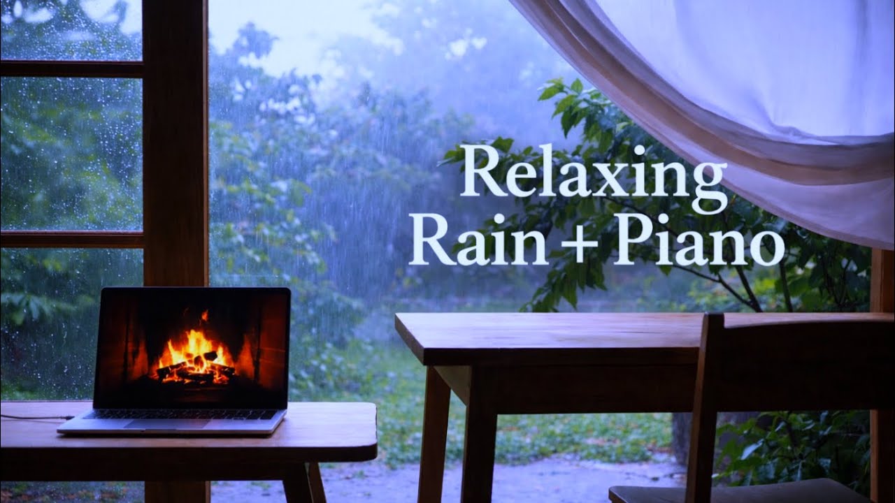 Golden Hour Serenity: Piano, Rain, and the Afternoon Terrace Glow