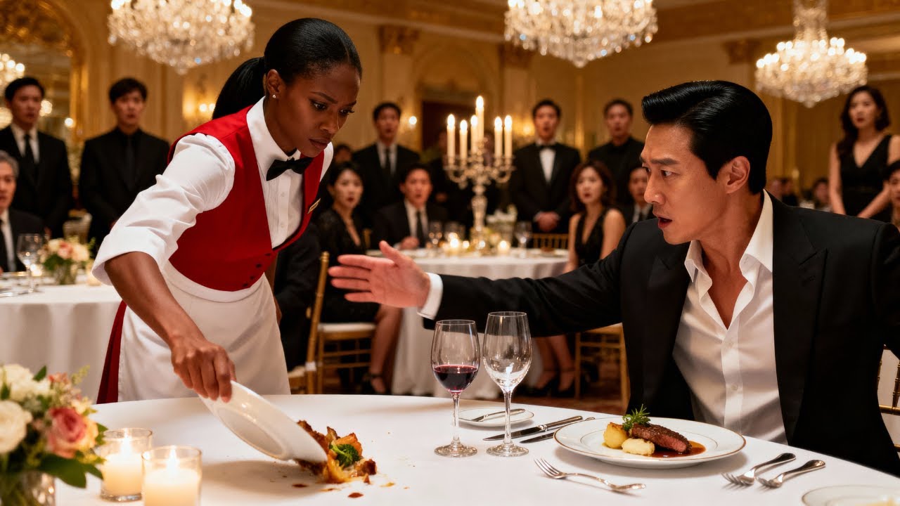 Waitress Reads Lips of 4 Men at Gala — Urgently Spills Plate Before Korean Mafia Boss Tastes Food...