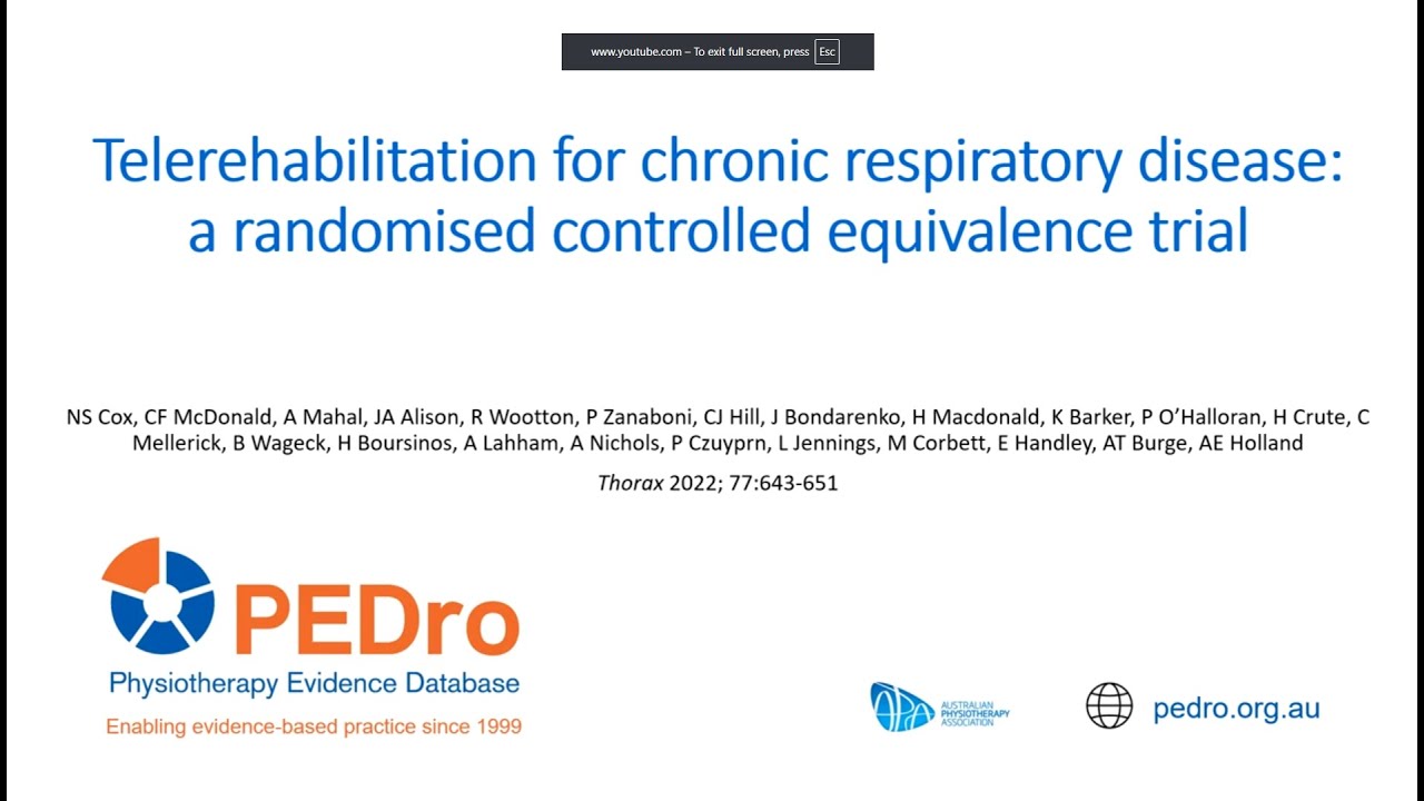 Telerehabilitation for chronic respiratory disease: Summary PEDro WWJC