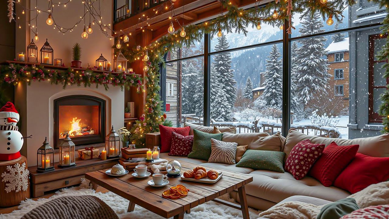 Winter Morning Jazz Coffeehouse ❄️🎶 Cozy Fire Sounds & Soft Holiday Jazz for Calm and Unwind