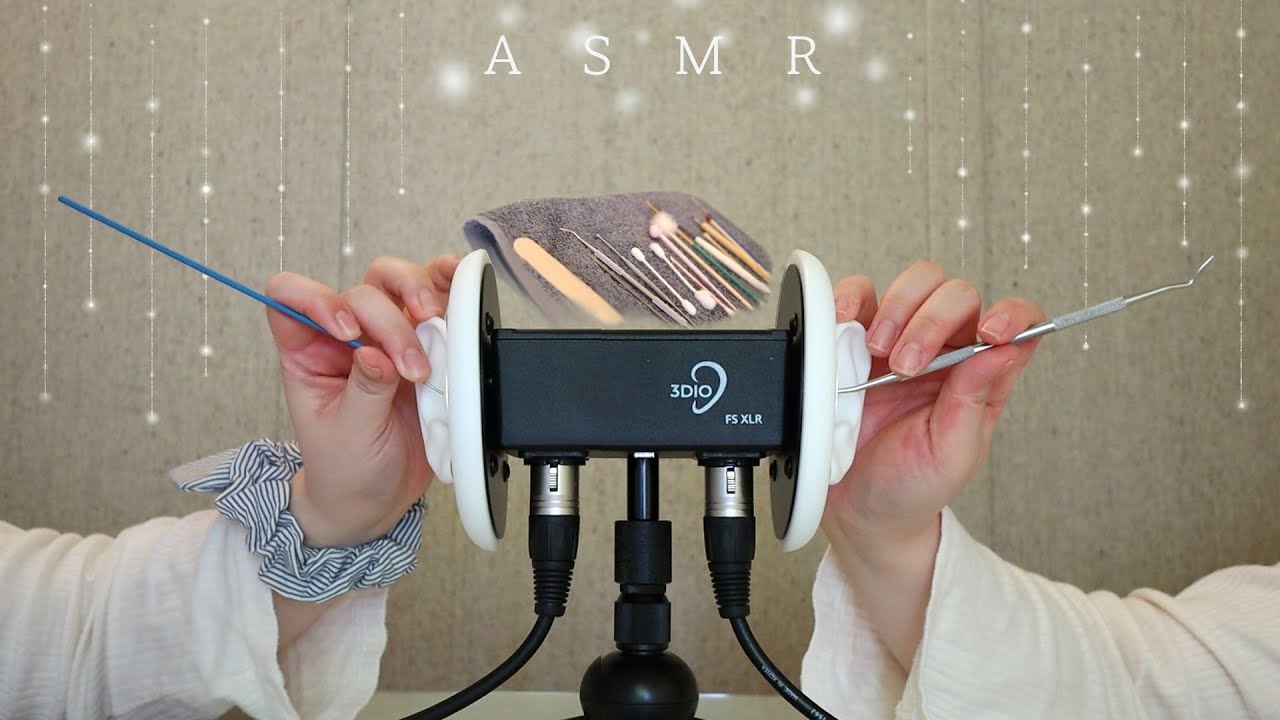 [Нет диалога] 3dio ASMR Ear Cleaning 12 triggers🫶🏻 | Ear Cleaning 12 triggers | 여러 가지 도구 귀청소