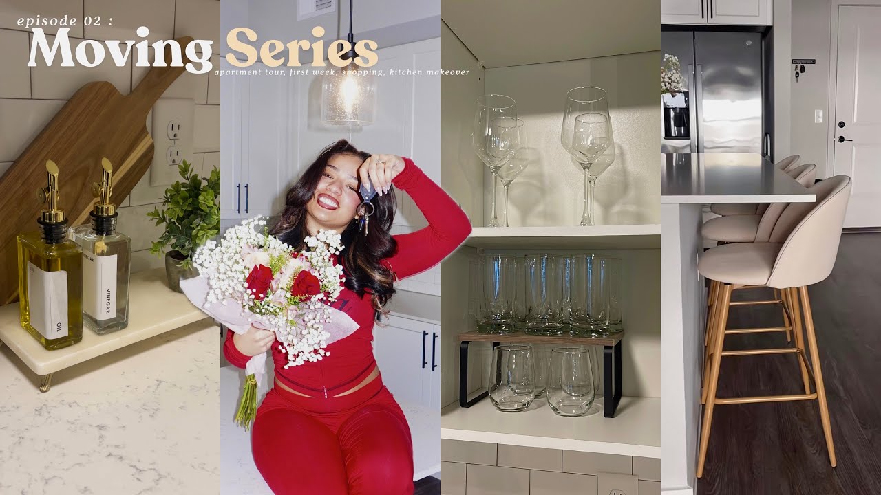 Moving Series Ep 02 : Move in day, Apartment tour, First week, Groceries, Kitchen makeover & more…