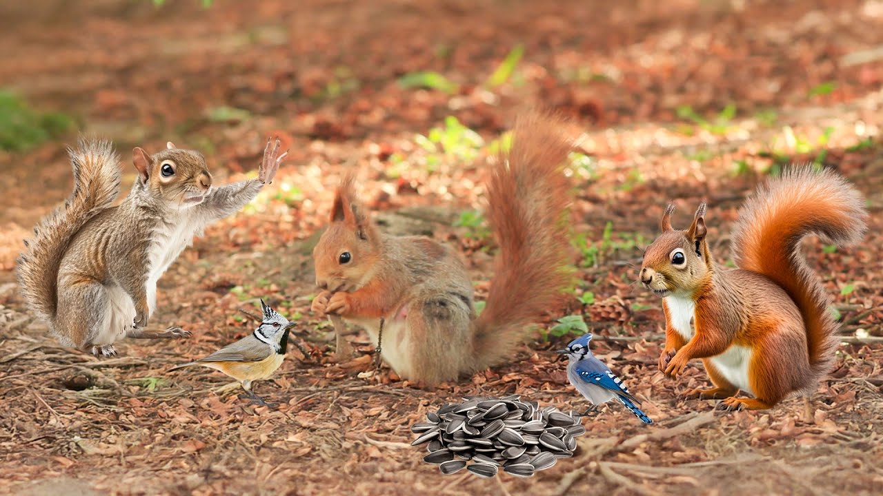 Must-Watch Nature CAT TV 🎥 Birds & Squirrels Discover Food at the Tree🎄🦜 4K Fun for Cats