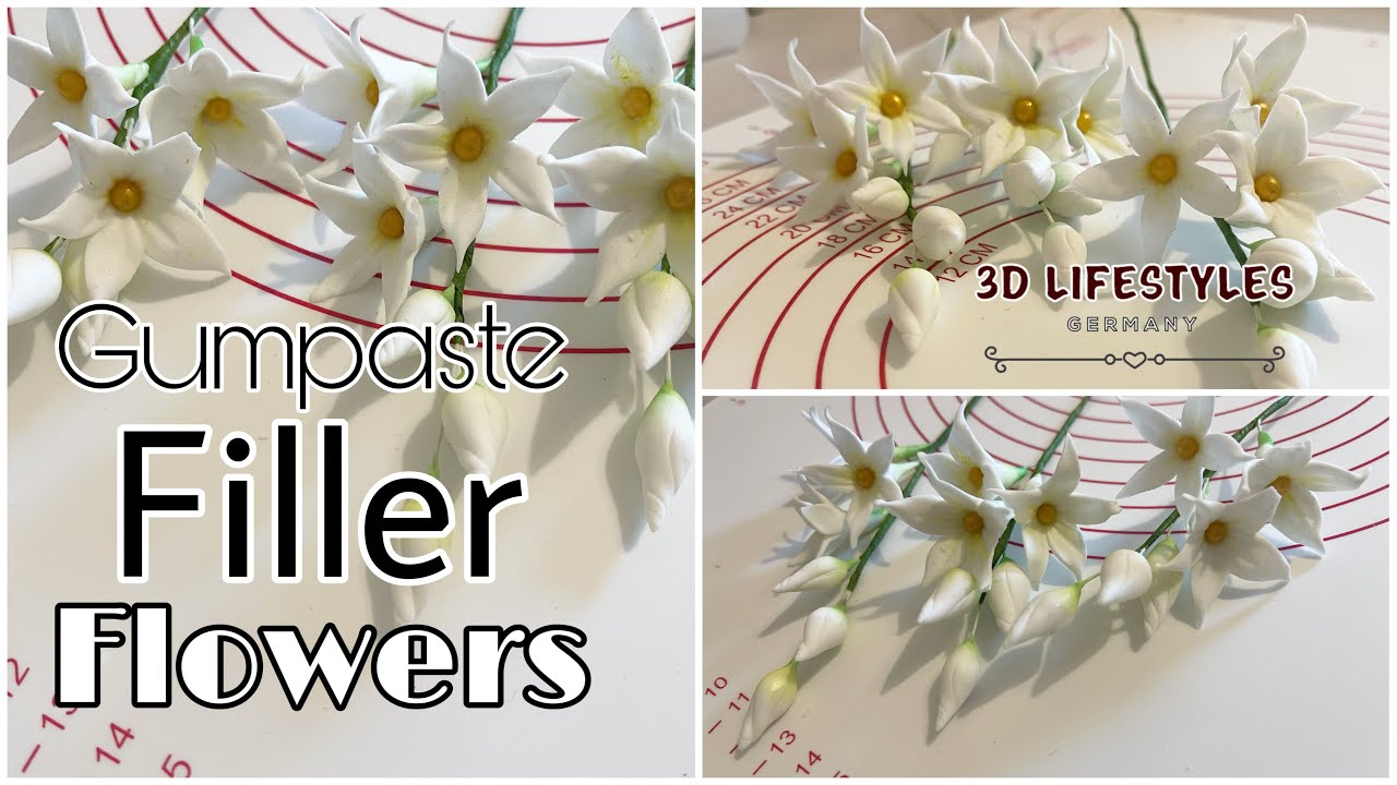 Gumpaste Filler flowers In Tamil | Fondant icing flowers குட்டிக்குட்டி அய்சிங் பூக்கள் by Dharsi