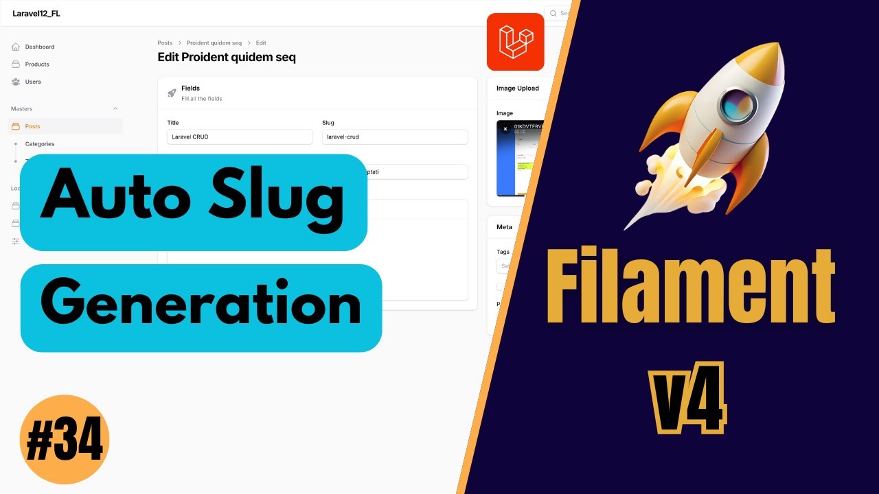 Автоматическая генерация Slug с использованием afterStateUpdated - FilamentPHP v4 (Эпизод 34)