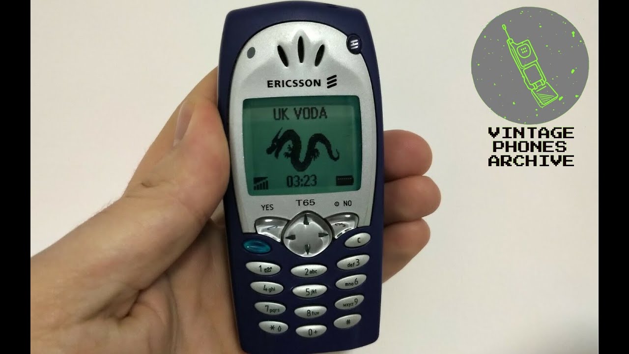 Vintage Ericsson T65 mobile phone menu browse, ringtones, wallpapers, games