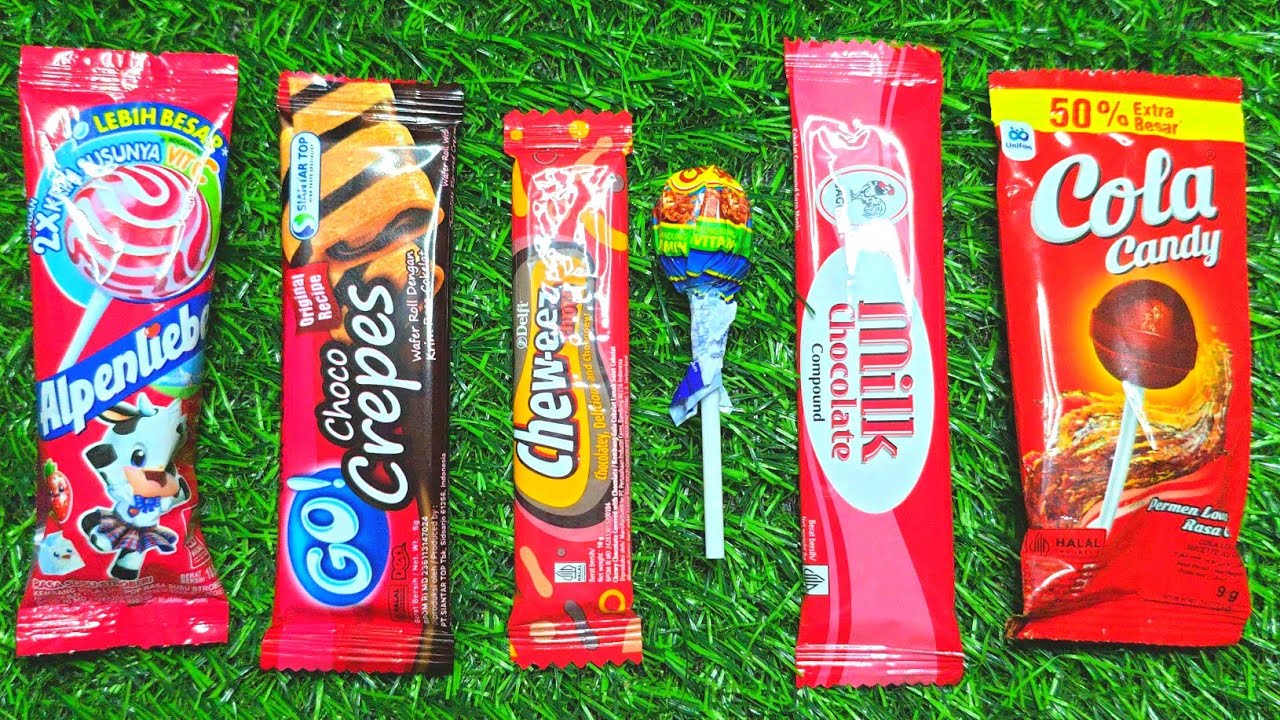 ASMR Most Popular candys / some lots of colorful rainbow lollipop candy / unpacking chocolate eat