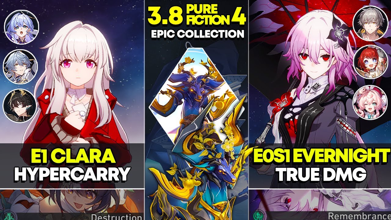 E1 Clara Hypercarry & E0S1 Evernight True DMG | Pure Fiction 4 | Honkai Star Rail 3.8