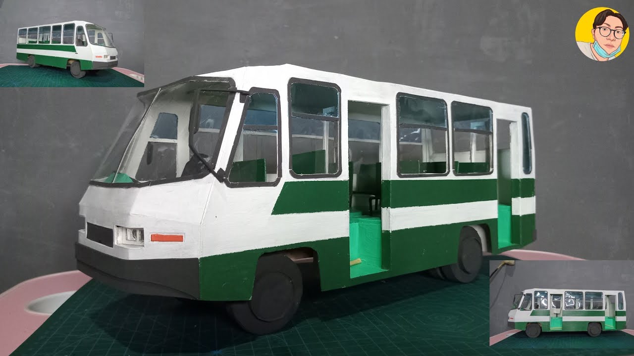 Cara Membuat Miniatur Bus Medium Jadul Moncong Pesawat Dari Kardus Bekas | Miniatur Bus Kota Kopaja
