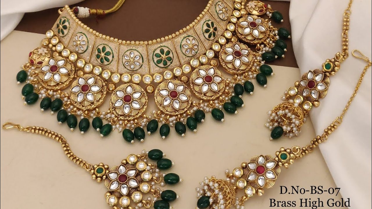 Brass high gold Dulhan set|Kundan choker set|premium bridal jewellery|wedding necklace|necklace jewl