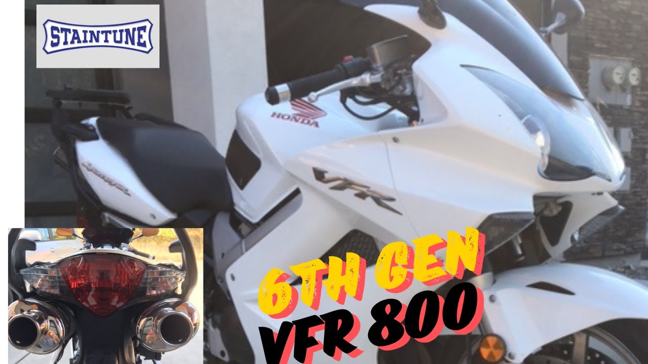Honda VFR 800 Staintune 6-го поколения: установка выхлопной системы после ремонта по сравнению со...