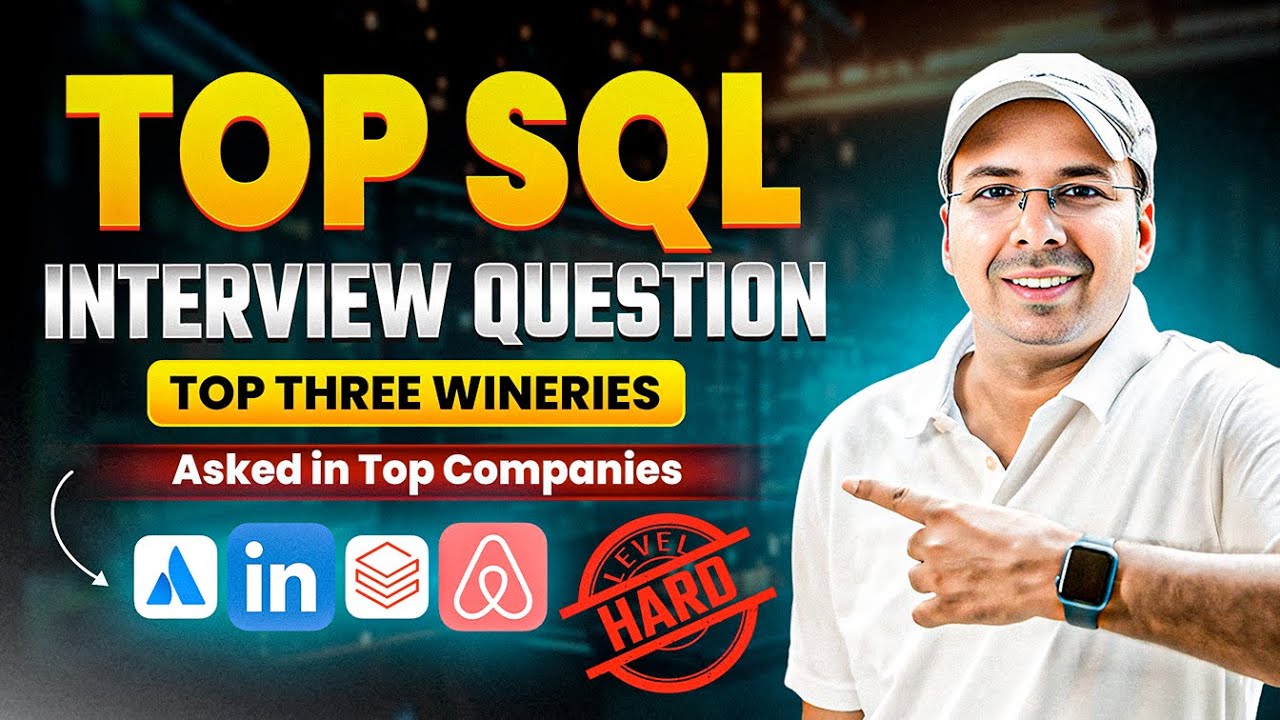 Top Three Wineries - Hard SQL Window Function Interview Question Solved | Asked in Top Product Firm