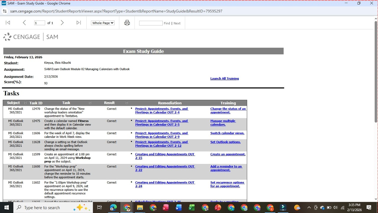 SAM Exam Outlook Module 02 Managing Calendars with Outlook | Outlook Module Exam | Cengage Sam Exam
