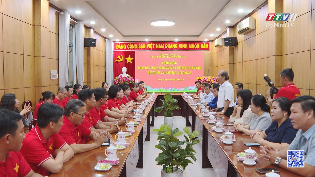 Ban Tuyên giáo và Dân vận Tỉnh uỷ Tây Ninh và Long An trao đổi công việc | TayNinhTV