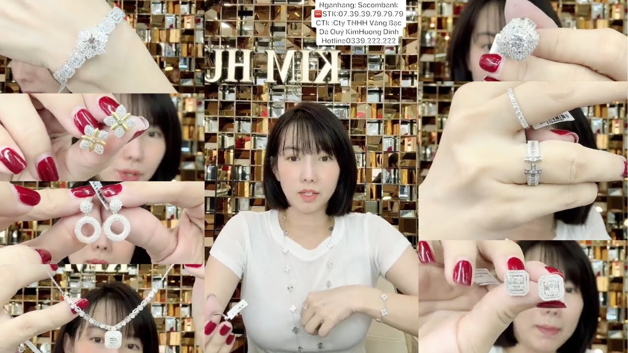 Tiệm vàng Kim Hương Dinh Livestream Bán Vàng bạch kim 750 Sale Vàng Hồng Dây, Nhẫn..