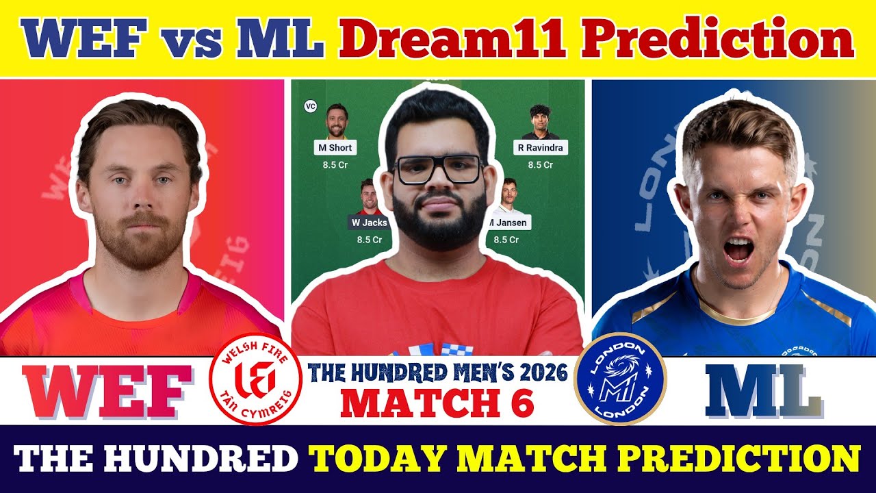 WEF vs ML Dream11 Prediction| WEF vs ML Today Match Prediction| The Hundred Men's 2026 Match 6
