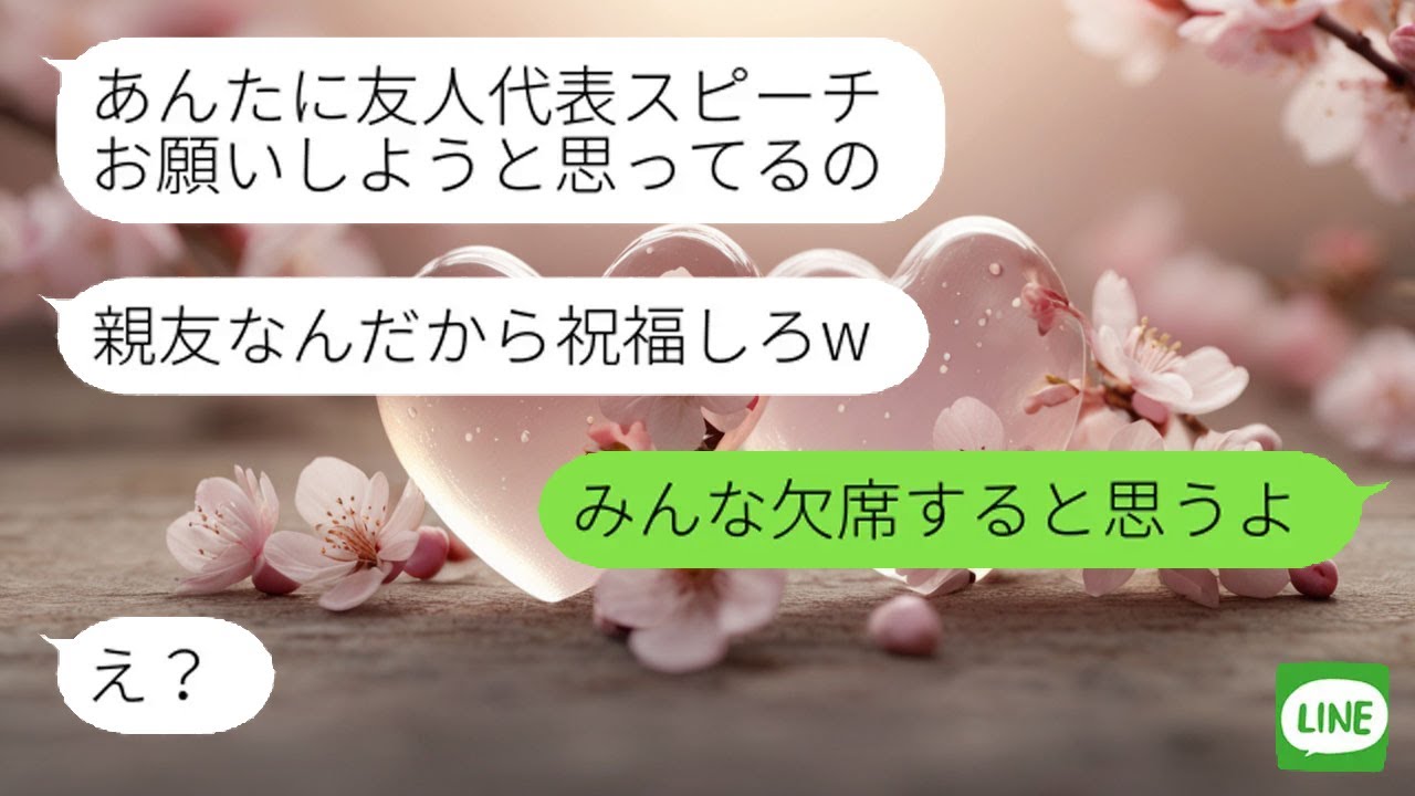 【LINE】 彼氏を奪った友人の結婚式を欠席したら逆ギレ連絡。祝福を強要する非常識な婚約者が自滅した話。