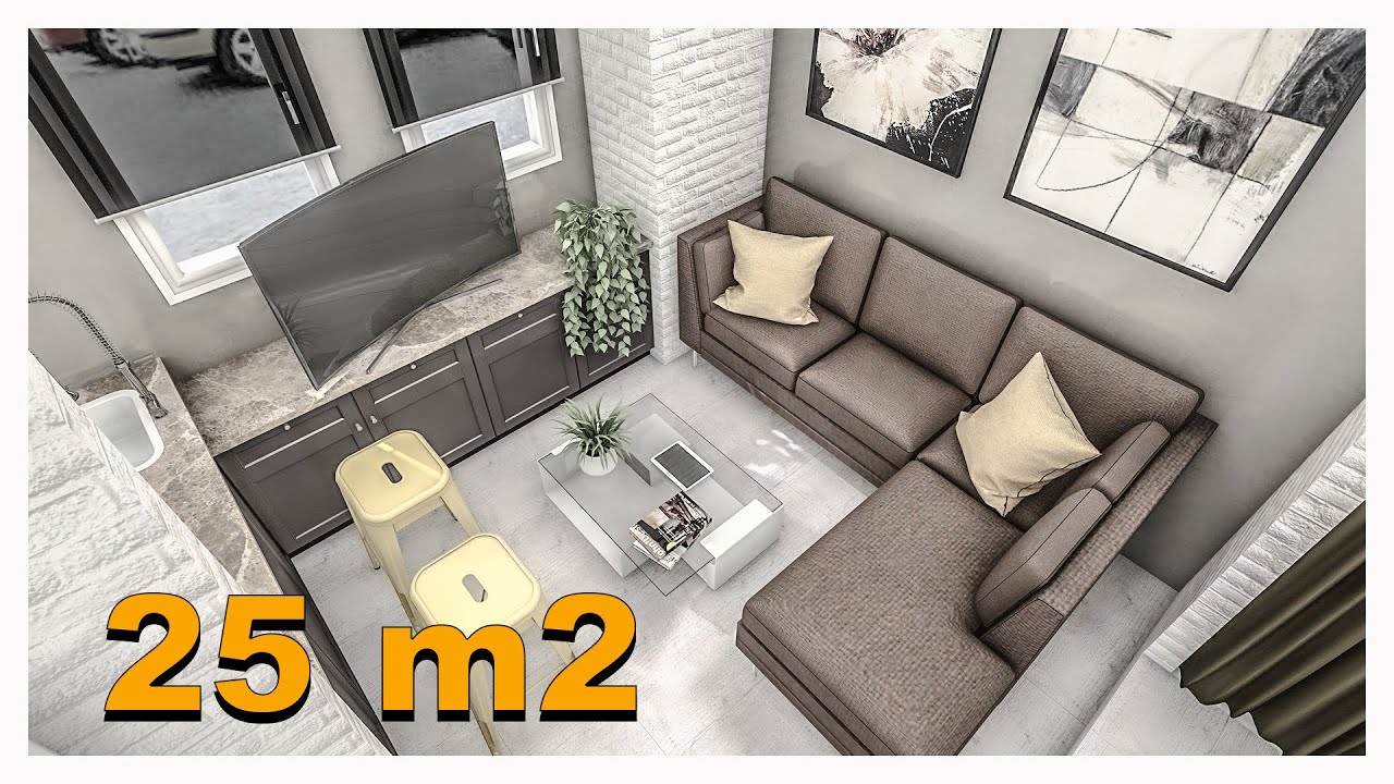 ANIMAZIONE 3D REALIZZATA CON BLOP HOME : Vivere in 25 m2 monolocale 5x5