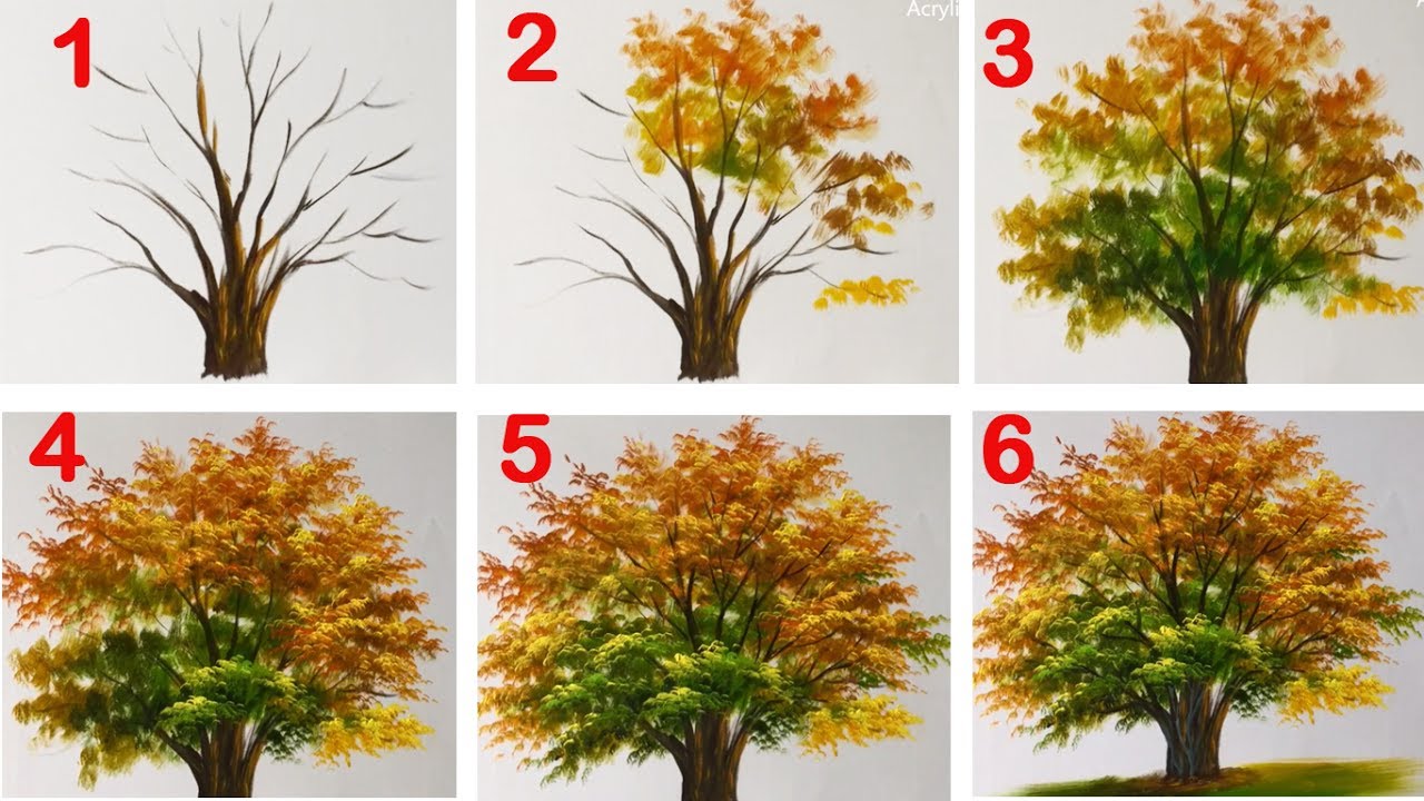 How to Paint a Tree with Acrylic lesson 15