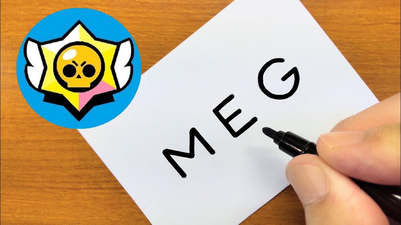 How to turn words MEG（Brawl Stars）into a cartoon from imagination - How to draw doodle art on paper