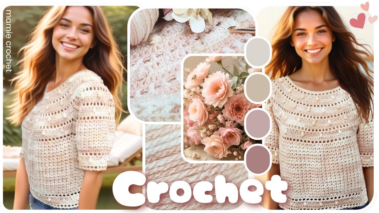 🌺 ADORABLE TOP DOWN AU CROCHET MI SAISON POUR TOUTES TAILLES ^^🌺 TUTO ADELIE @MamieCrochet