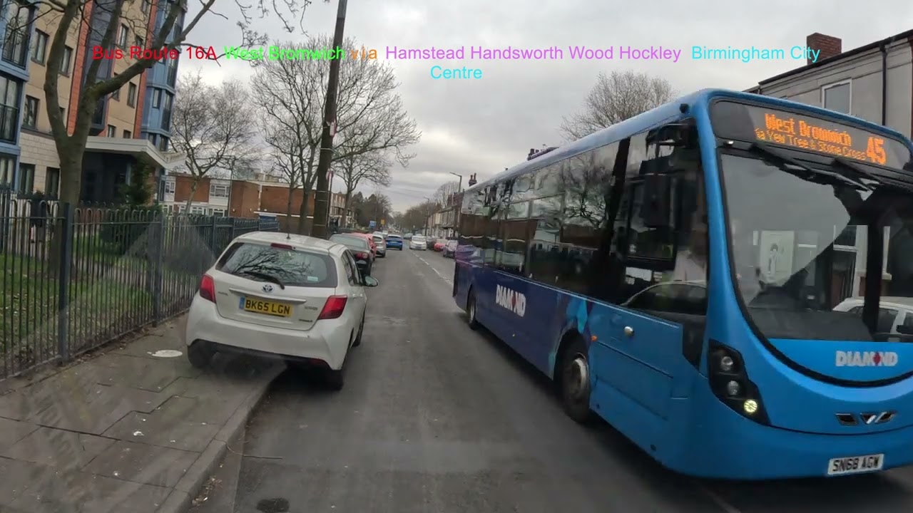 Bus Route 16A West Bromwich via Hamstead Handsworth Wood Hockley  Birmingham City Centre   4K
