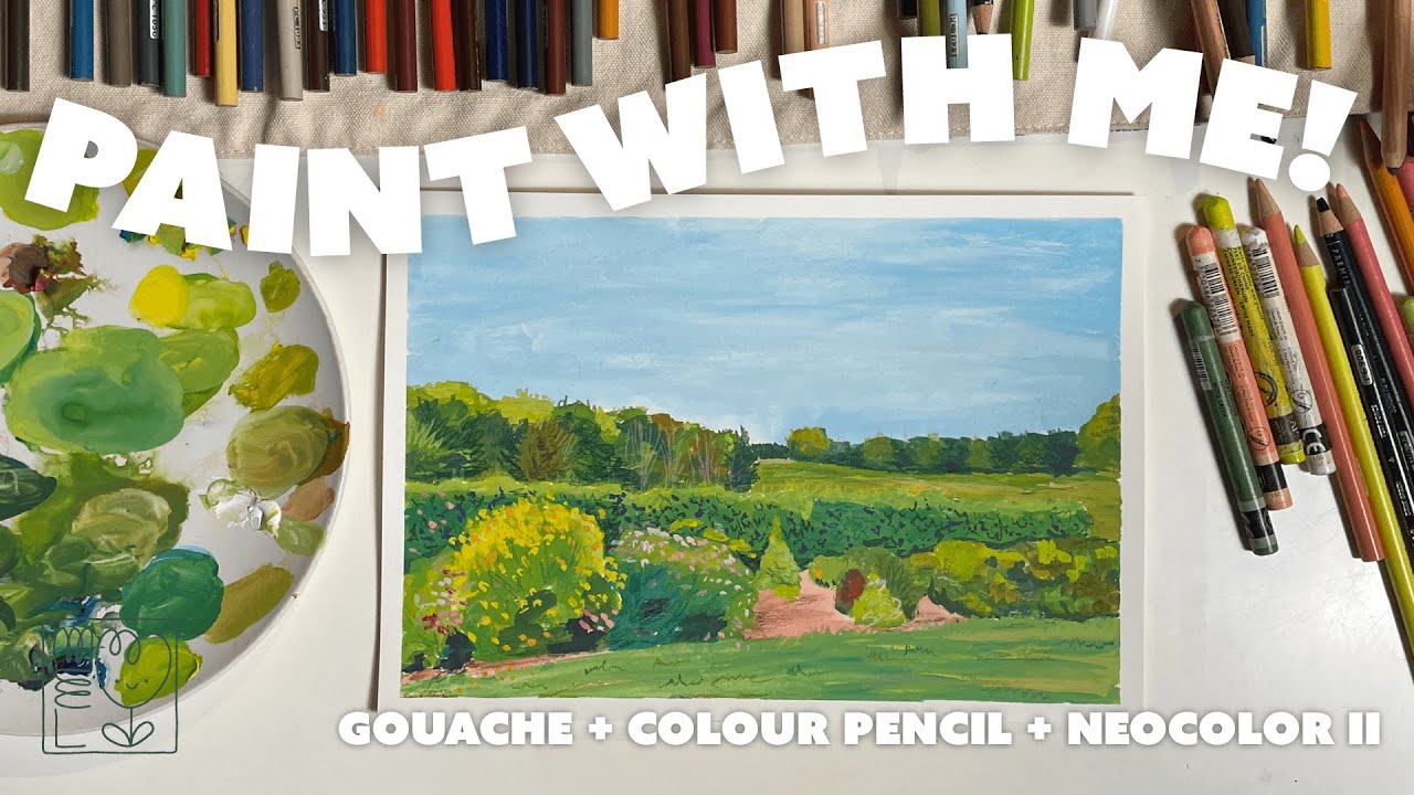PAINT WITH ME! ✨ Gouache + Prismacolor + Neocolor II