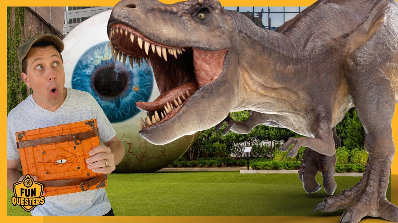 Giant T-Rex Dinosaur Comes to Life from Jurassic World Dominion - Watch FunQuesters Aaron & LB