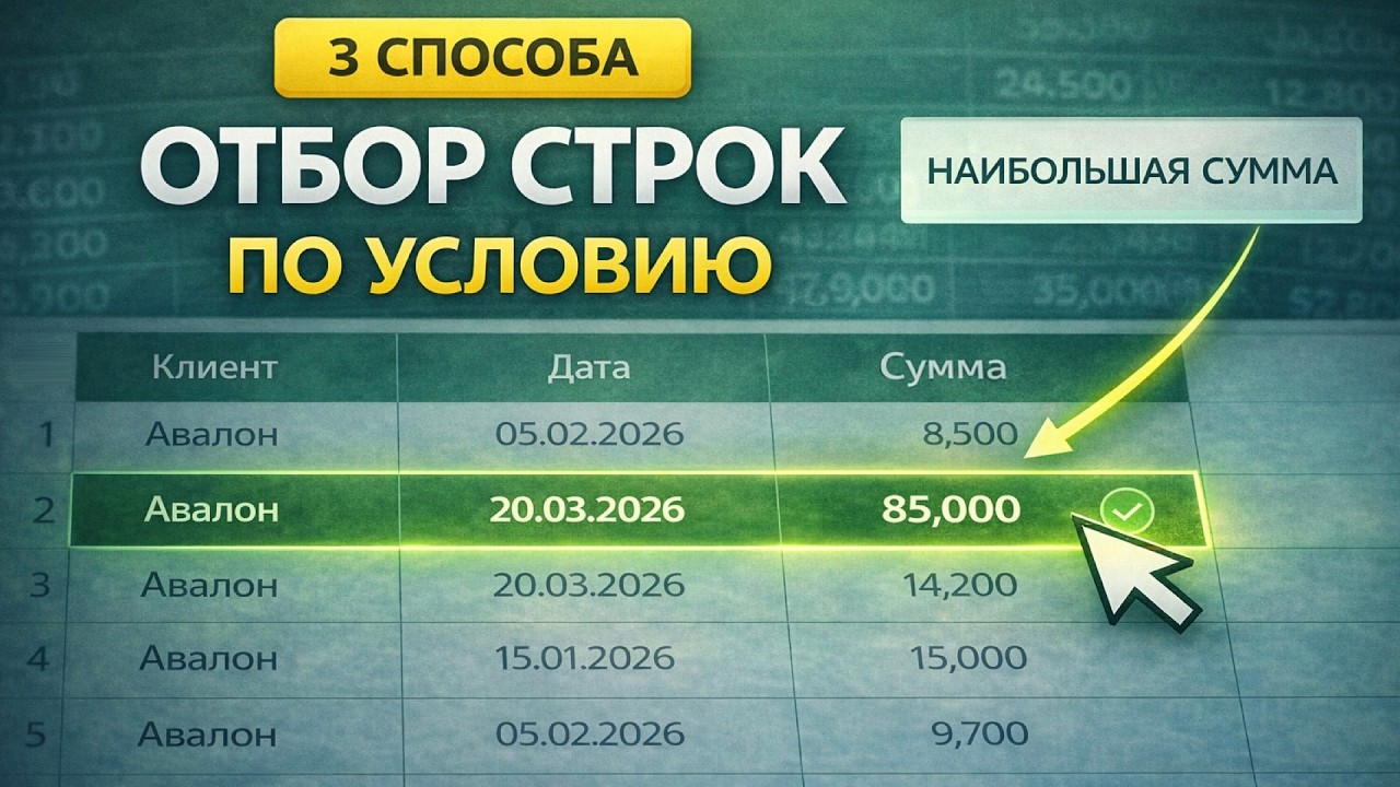 3 СПОСОБА отобрать нужные строки по условию | Формулы и Power Query