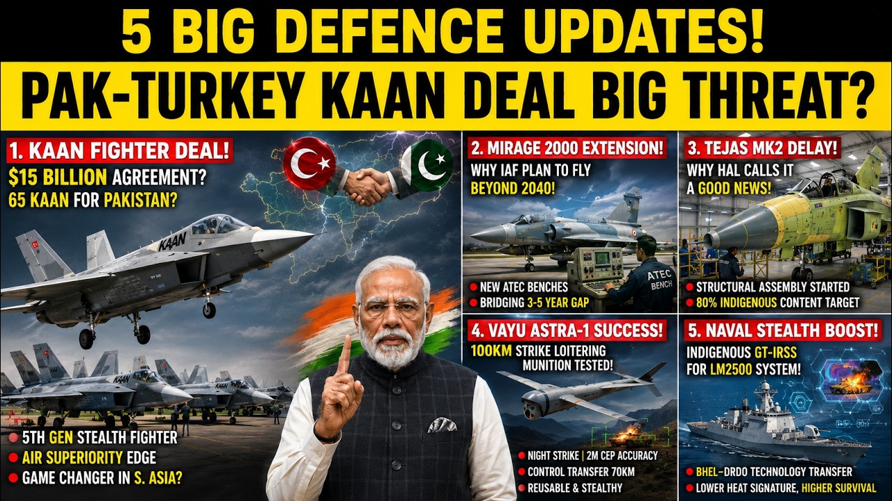 Turkey-Pakistan 15 Billion Dollar KAAN Fighter Deal!,Tejas Mk2 delay Good News,Vayu Astra- 1
