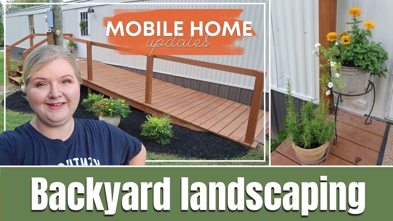 Landscaping around the back porch | Mobile home updates | Rubberific rubber mulch | Giraffe Tools