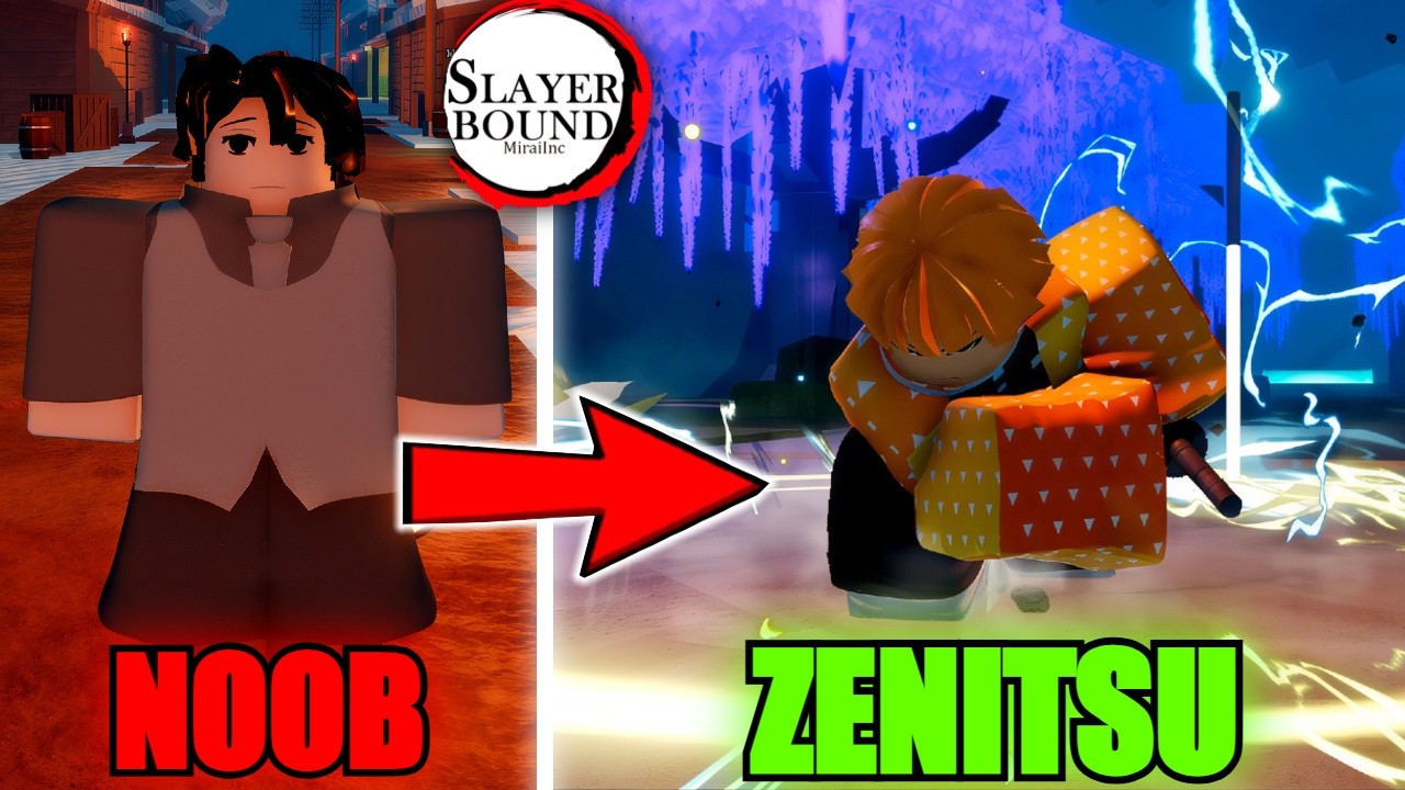 Going From Noob To THUNDER BREATHING Zenitsu Agatsuma In Slayerbound...(Roblox)
