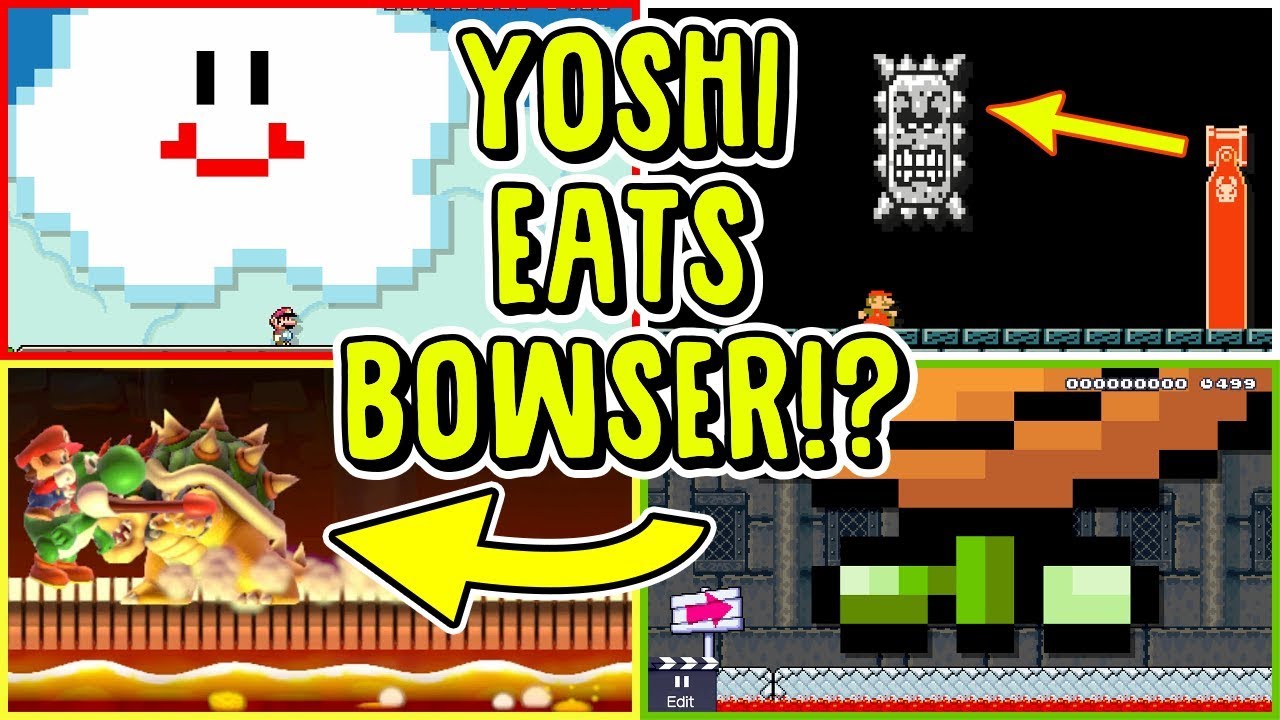 YOSHI EATS BOWSER?! Super Mario Maker New Features Mod