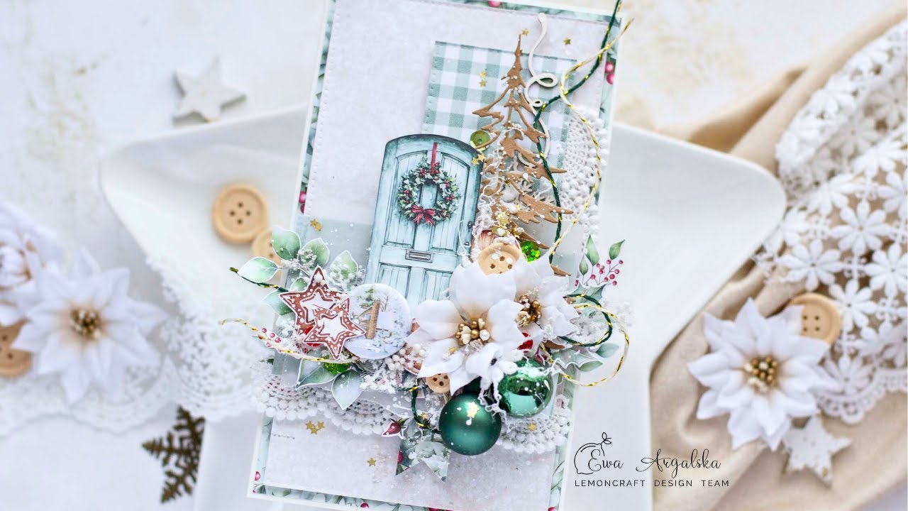 Jak zrobić kartkę świąteczną - Kartka świąteczna scrapbooking - Papier Lemoncraft Christmas Magic