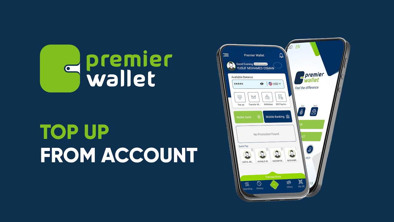 Habka Lacag ku shubashada Premier Wallet - Top Up from Account