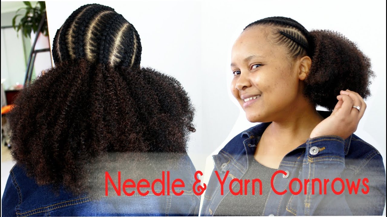 A Low Bun using the Needle &  Yarn Cornrows On a Looser Texture