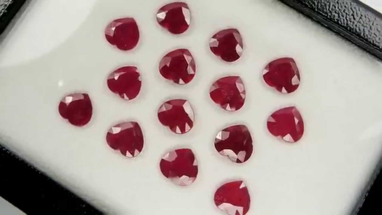 Loose Natural Red Ruby Heart Shapes 9-10mm sizes 14pcs Parcel - NP736-01
