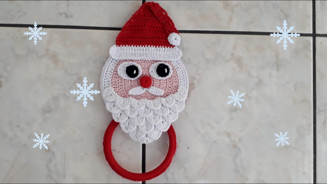 PORTA PANO DE PRATO EM CROCHÊ - PAPAI NOEL - PASSO A PASSO