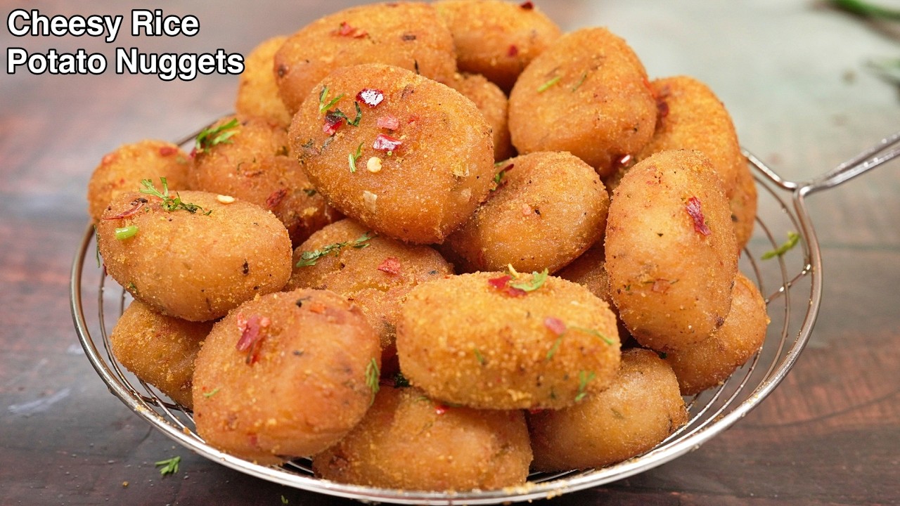 Crispy and Cheesy Rice Flour Potato Bites Recipe - Rice Flour Potato Nuggets | Easy Snack Idea