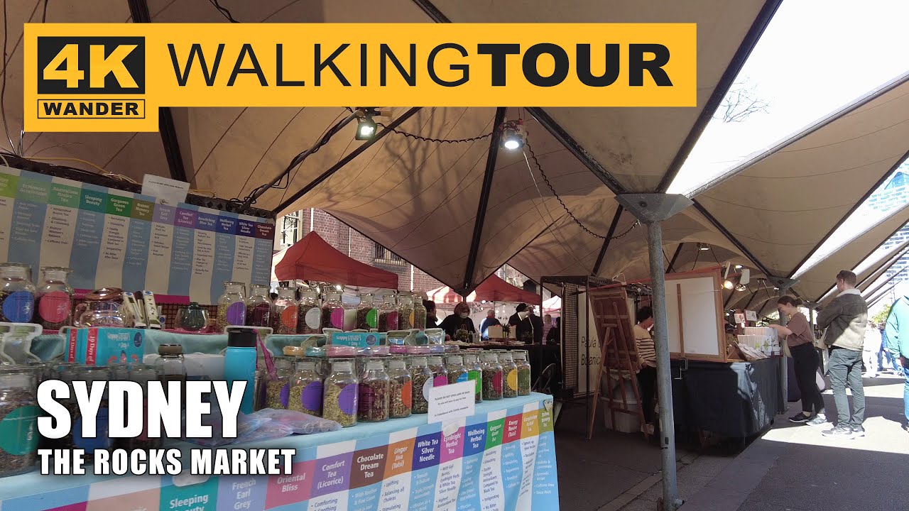 The Rocks Market Walking Tour in Sydney, Australia (4K 60fps)