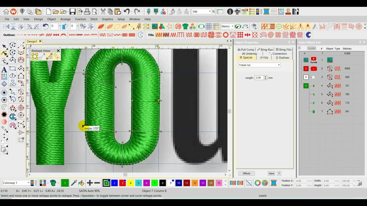 Wilcom Embroidery Studio Eğitimi | 11. Ders _01_ "Kolon ve Kapalı Şekil Çizme Alıştırması"